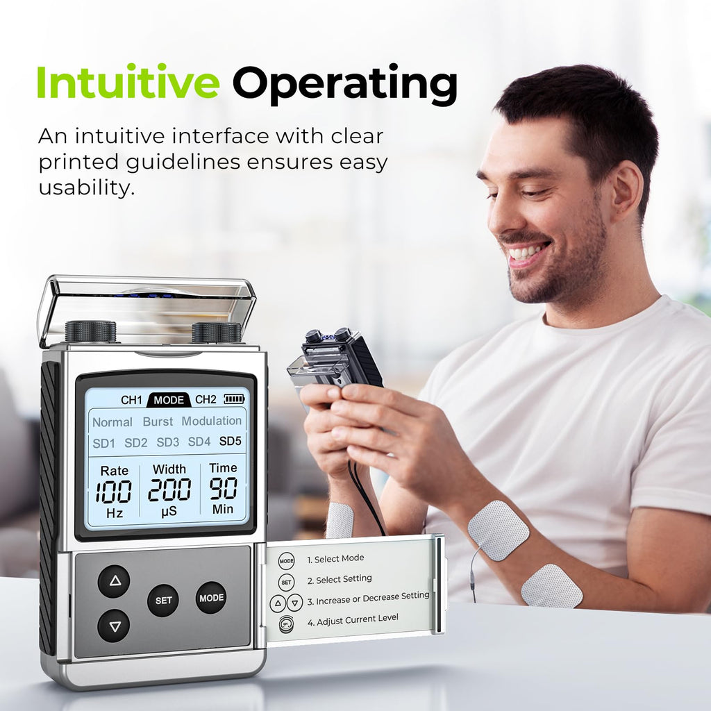 AUVON Rechargeable Digital TENS Unit Muscle Stimulator, Customizable 8-Mode