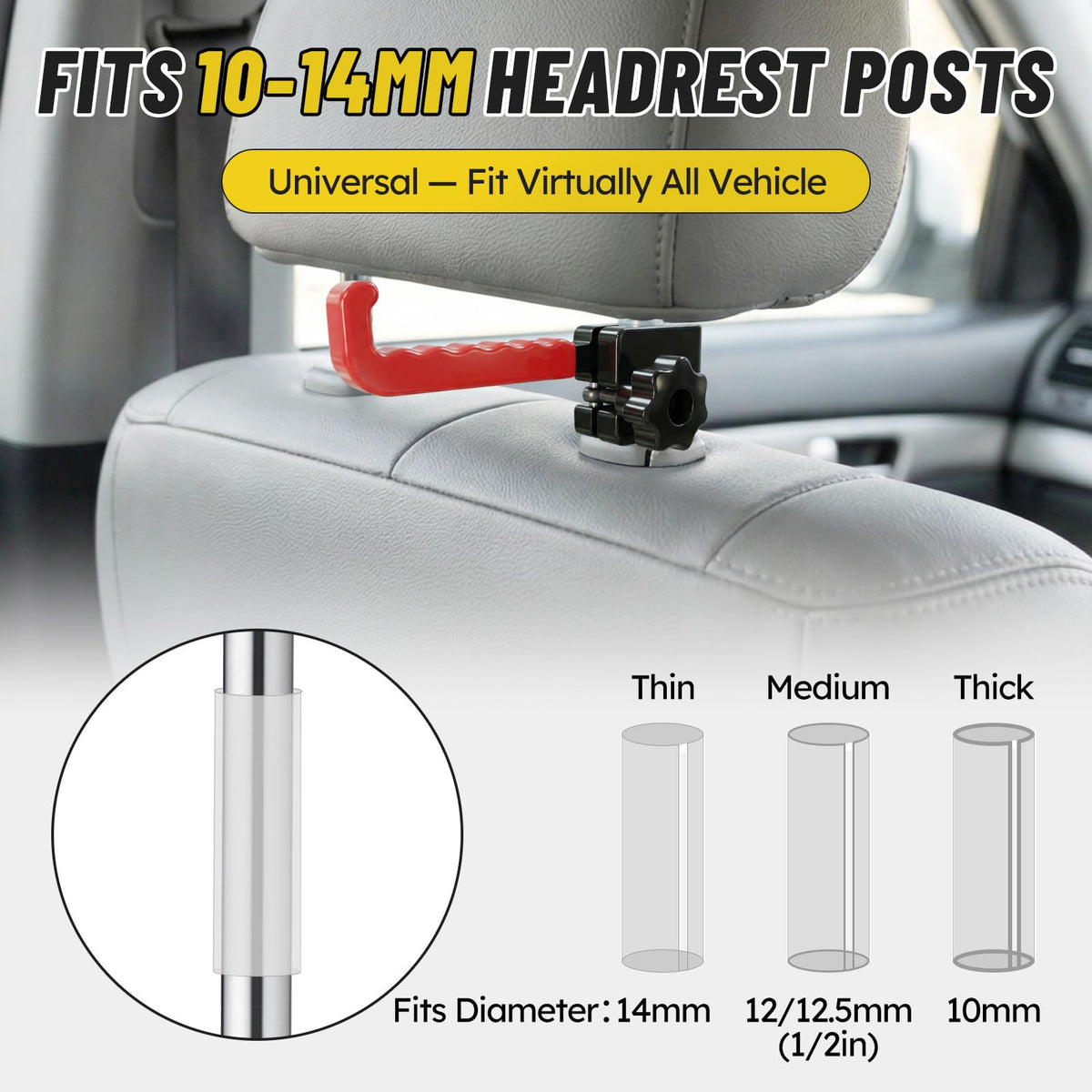 Heavy Duty Steel Bow Hanger for Truck, Headrest Hard hat Holder for Truck