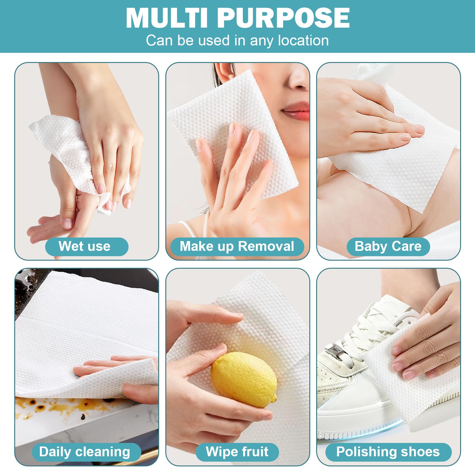 Face Towels, Disposable Face Towel 600 Count, Makeup Remover Dry Wipes, Soft Cotton Dry Wipes Facial Cloths Towelettes for Washing and Drying, Facial Tissue for Cleansing, Skincare