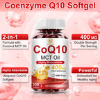 CoQ10 400mg Per Serving, 300 Softgels Extra Strength with MCT Oil | Coenzyme Q10 as Ubiquinone, Antioxidant Support for Heart & Energy Health, Non-GMO,Gluten & Soy-Free,150-Day Supply