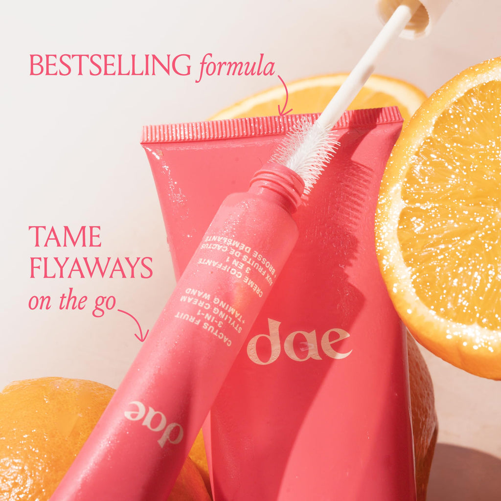 DAE Cactus Fruit 3-in1 Styling Cream & Taming Wand - Tames Flyaways | Style edges, defines curls, adds shine, hydrates & moisturizes, built-in taming wand, convenient on-the-go purse size