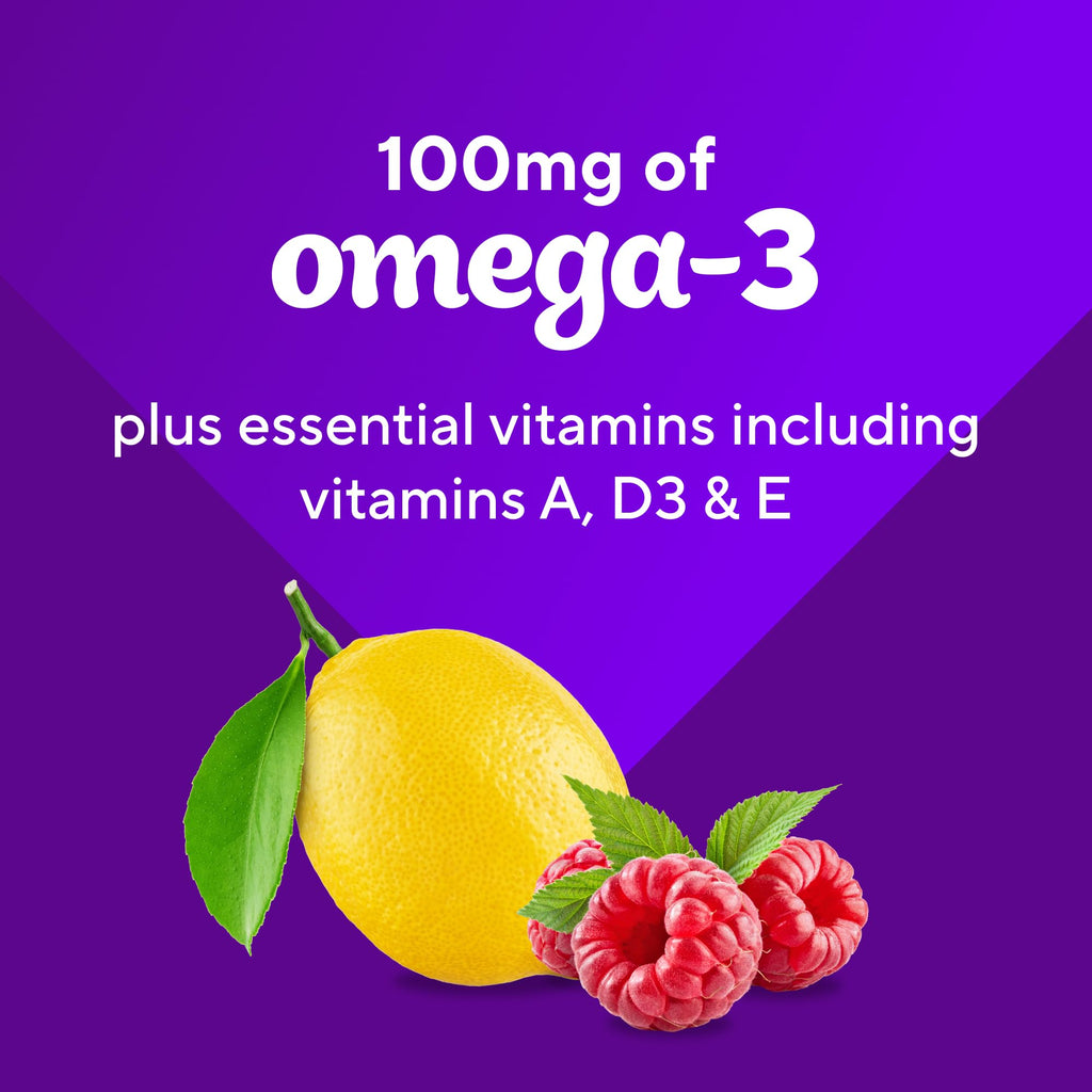 Vitafusion Omega 3 Gummies | 120 Adult Gummy Vitamins | Blend of EPA, DHA & ALA | for Women & Men | Raspberry Lemonade Flavor | Gluten-Free Supplement