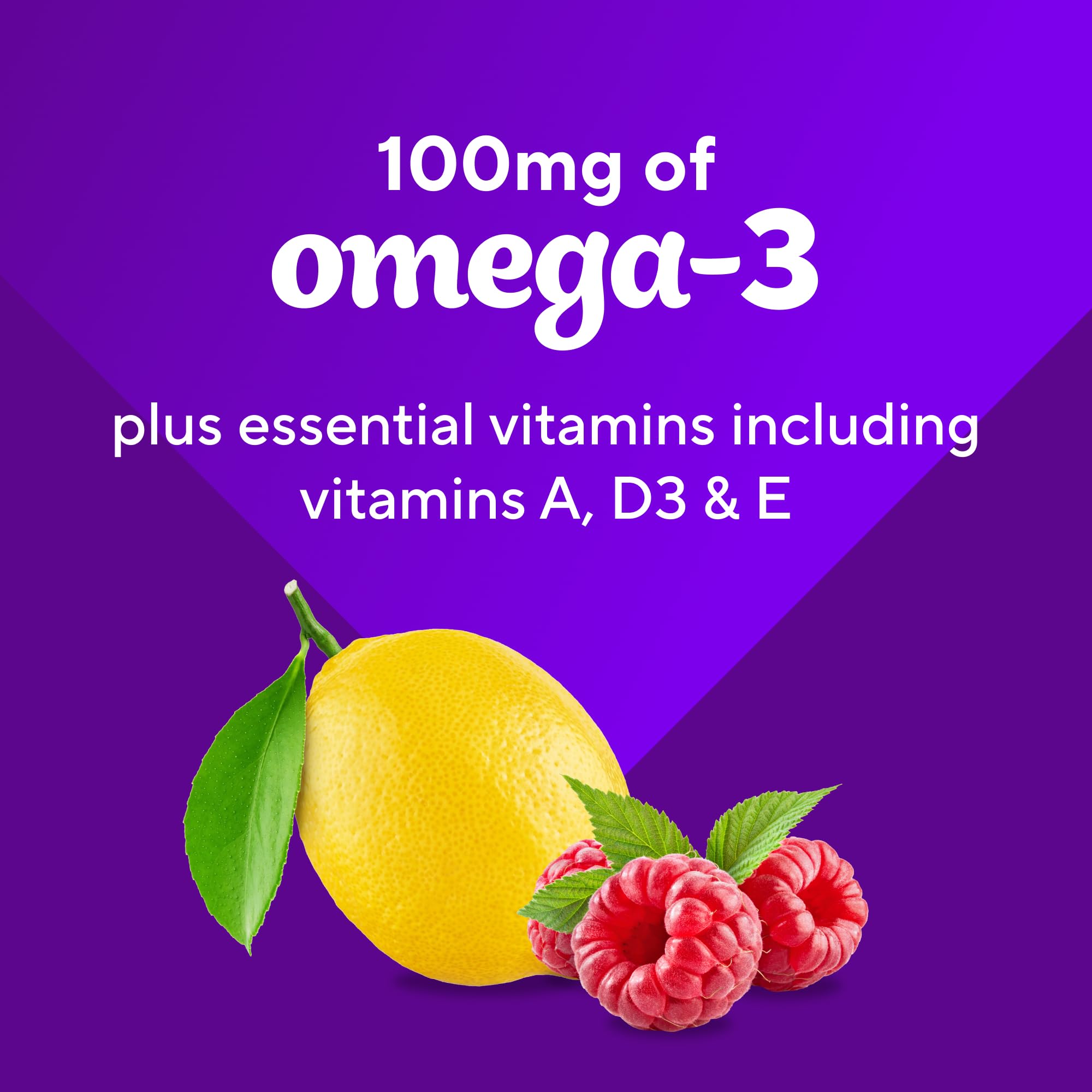 Vitafusion Omega 3 Gummies | 120 Adult Gummy Vitamins | Blend of EPA, DHA & ALA | for Women & Men | Raspberry Lemonade Flavor | Gluten-Free Supplement