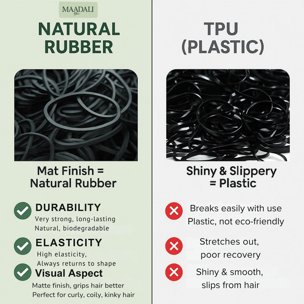 300 Black Hair Ties - Small Strong Rubber Bands for Thick, Curly & Afro Hair, Braids, Ponytails & Protective Styles - No Breakage Hair Elastics bands for Women & Girls - MAADALI
