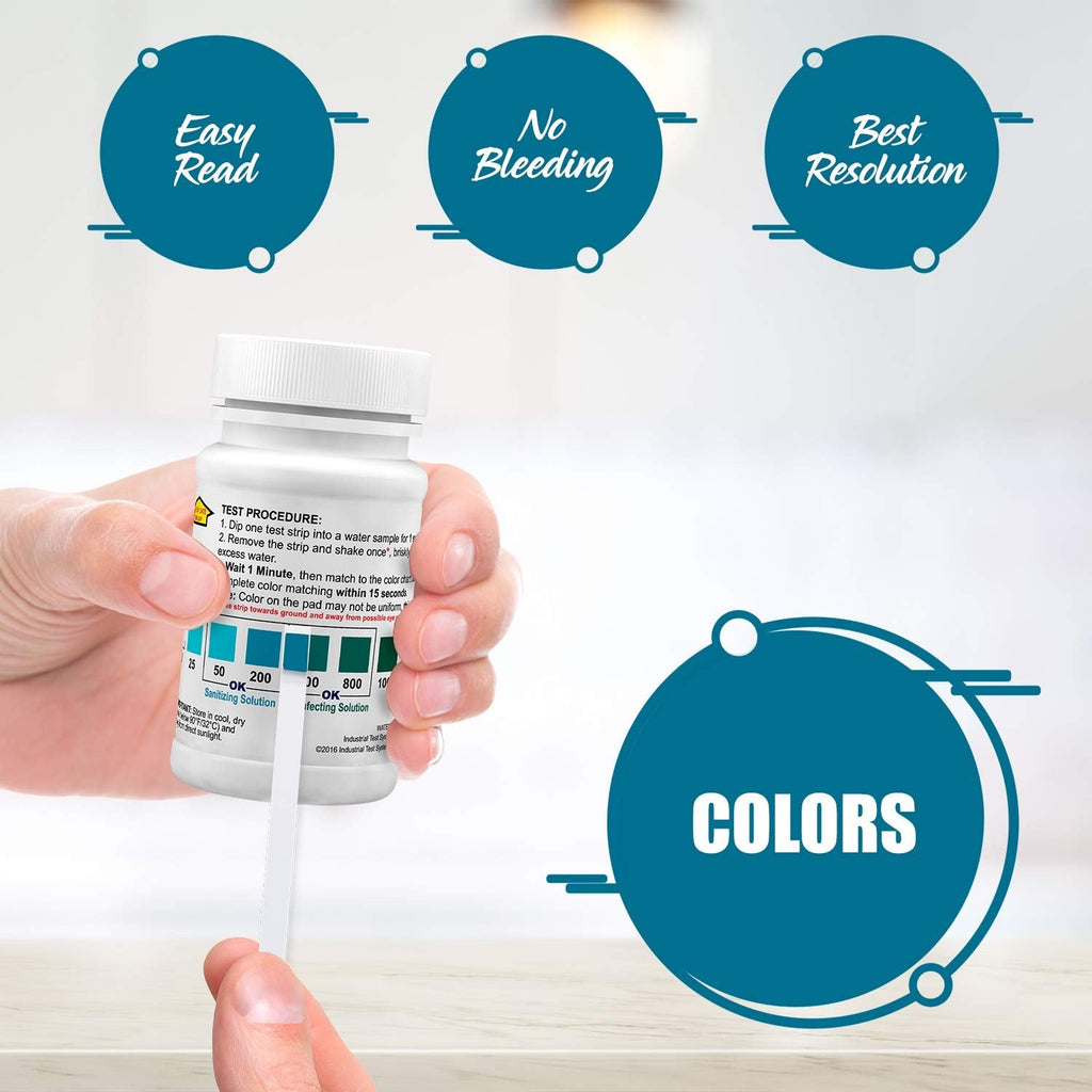 Buy now Industrial Test Systems WaterWorks 480124 Free Chlorine Test Strip, Ultra High II Range, 61 Seconds Test Time, 0-2000ppm Range (Bottle of 50) at indiglob india
