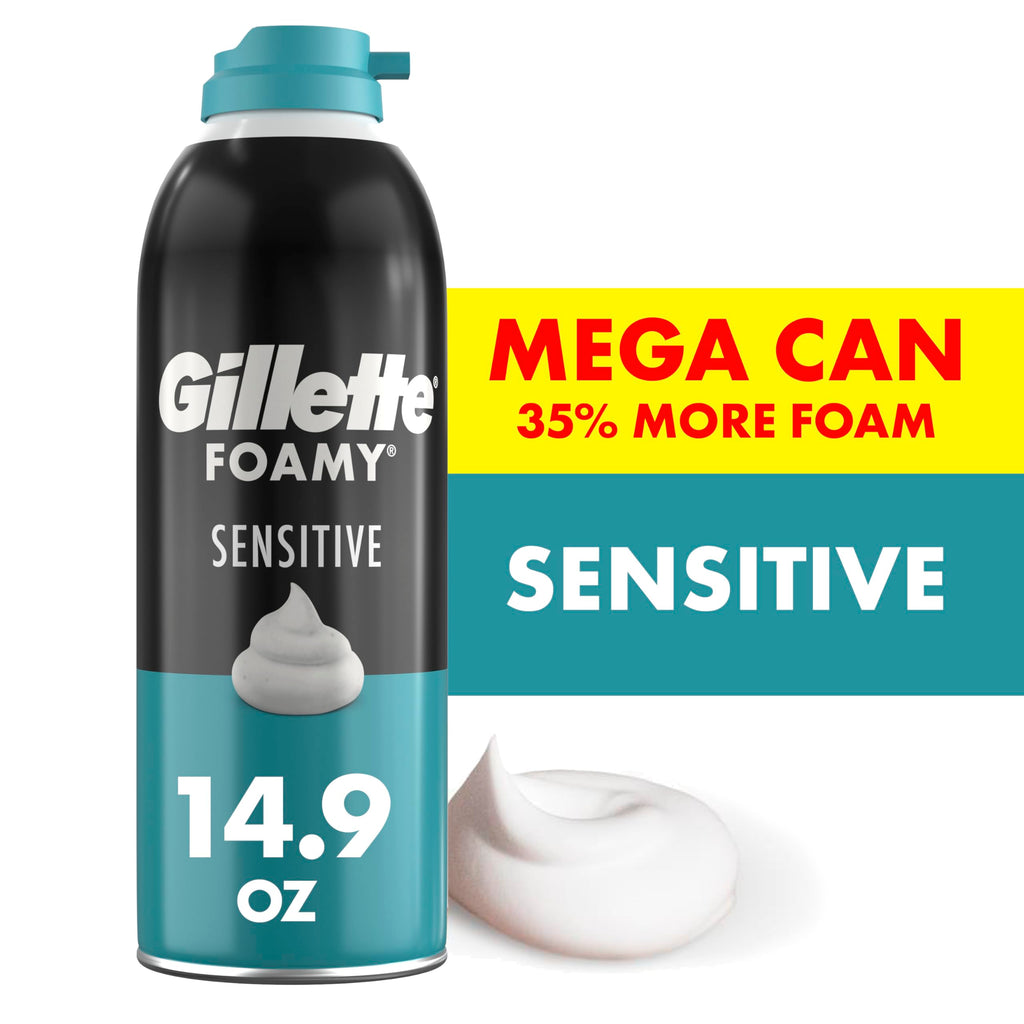 Buy now Gillette Foamy Sensitive Shave Foam for Men, Protection Against Shaving Irritation, Quick and Smooth Shave, sensitive skin, shaving cream, 14.9oz at indiglob india