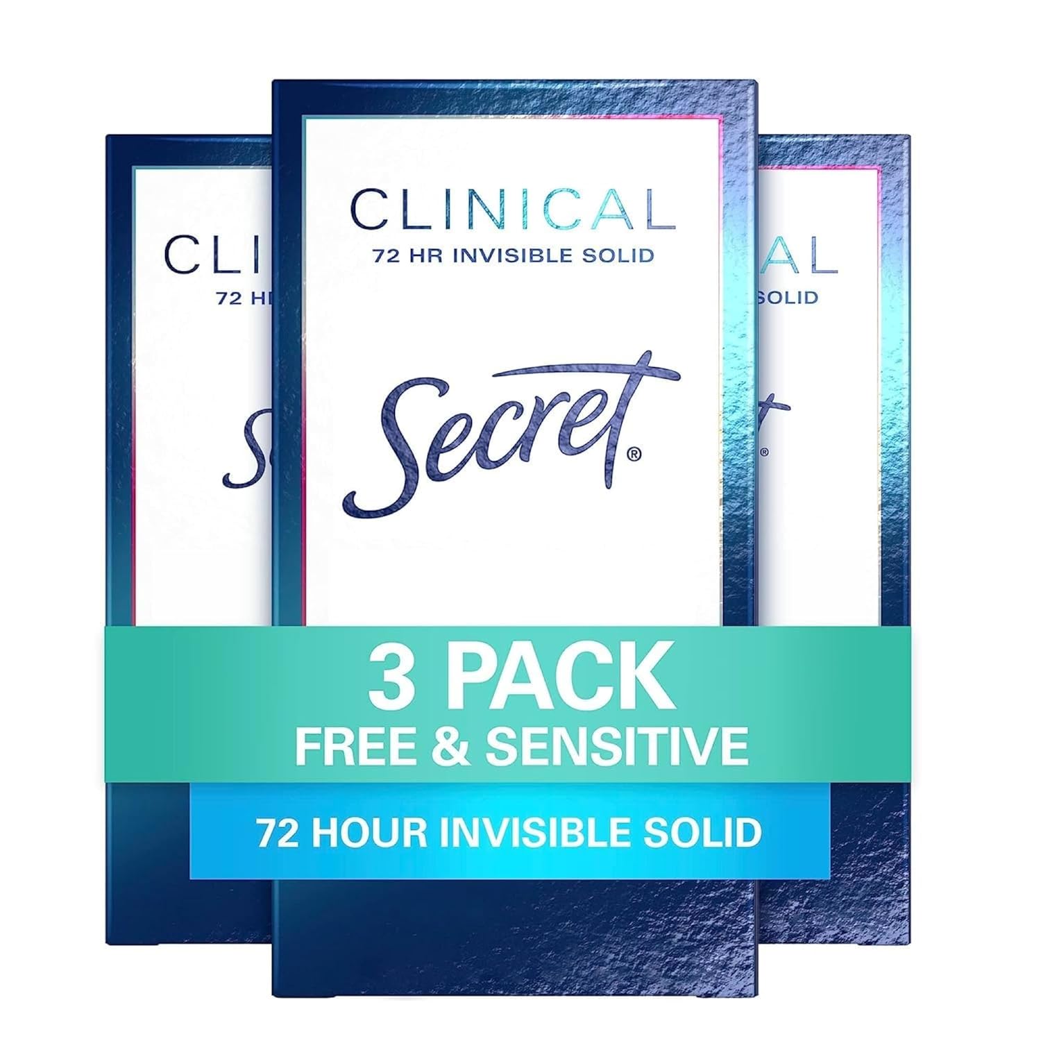 Buy now Secret Clinical Strength Antiperspirant Deodorant for Women, Free & Sensitive, 3X Stress Protection, 72hr Sweat & Odor Protection, PH Balancing Minerals, Invisible Solid, Unscented, 1.6 oz (Pack of 3) at indiglob india