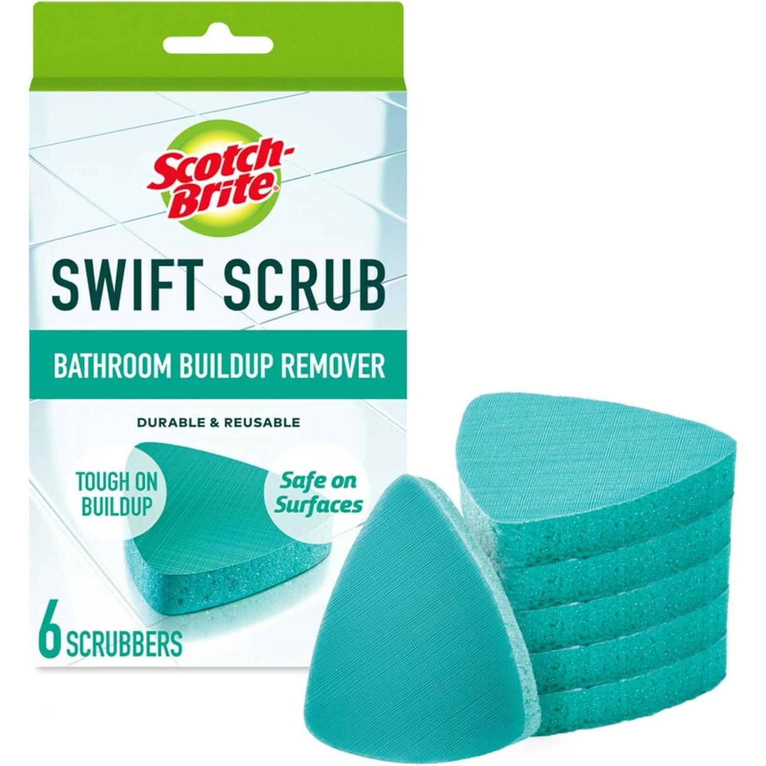 Buy now Scotch-Brite Swift Scrub Bath Cleaner Scrubbers, Soap Scum Remover for Cleaning Bathroom, Bathroom Scrubber Pads Safe for Tile, 2 Bathroom Cleaner Scrubbers 6 Swift Scrubs at indiglob india
