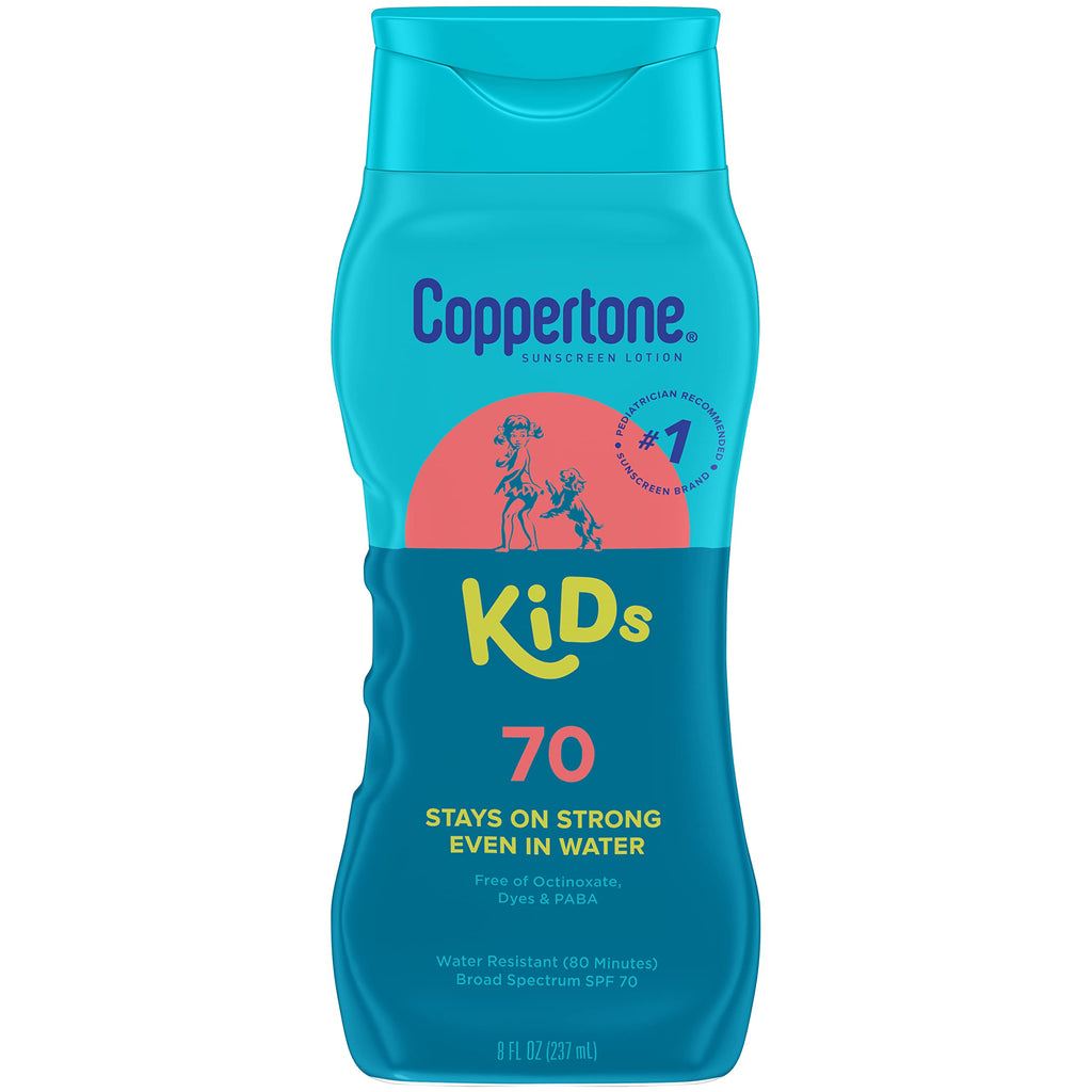 Coppertone Kids Sunscreen Lotion SPF 70, Water Resistant, 8 Fl Oz Bottle