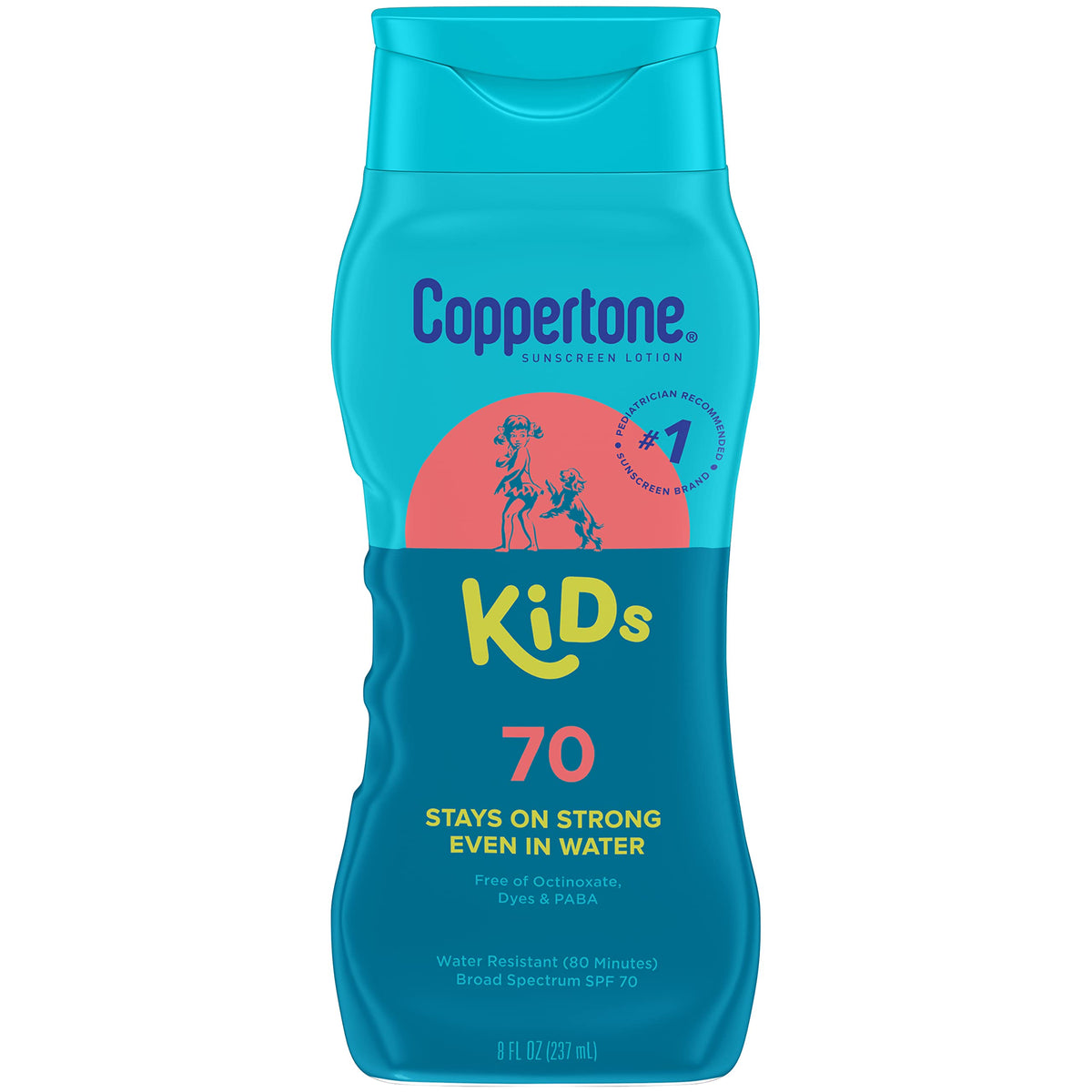 Coppertone Kids Sunscreen Lotion SPF 70, Water Resistant, 8 Fl Oz Bottle