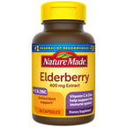 Nature Made Elderberry 400 mg Extract with Vitamin C and Zinc, Dietary Supplement for Immune Support, 60 Capsules, 60 Day Supply (Pack of 2)