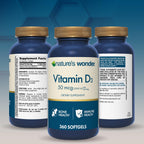 Nature's Wonder Vitamin D3 2000 IU (50mcg), Gluten-Free, 360 Softgels | Potent Bone Health, Immune Function & Calcium Absorption Support for Women & Men, Year Round Daily Wellness, 360 Day Supply