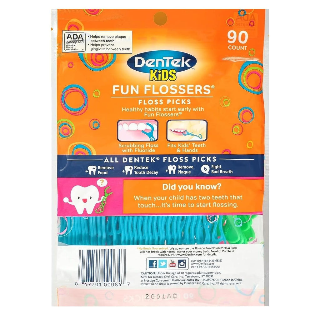 Buy now DenTek Fun Flossers â€“ Kids Floss Picks with Wild Fruit Flavor, 90 Count at indiglob india