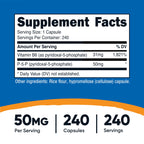 Nutricost P5P Vitamin B6 Supplement (50mg) 240 Capsules, Gluten Free | Pyridoxal-5-Phosphate, Vegetarian Friendly, GMO-Free
