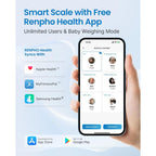 RENPHO Smart Scale, BMI & Body Fat, Bluetooth, 13 Metrics, White, Elis 1