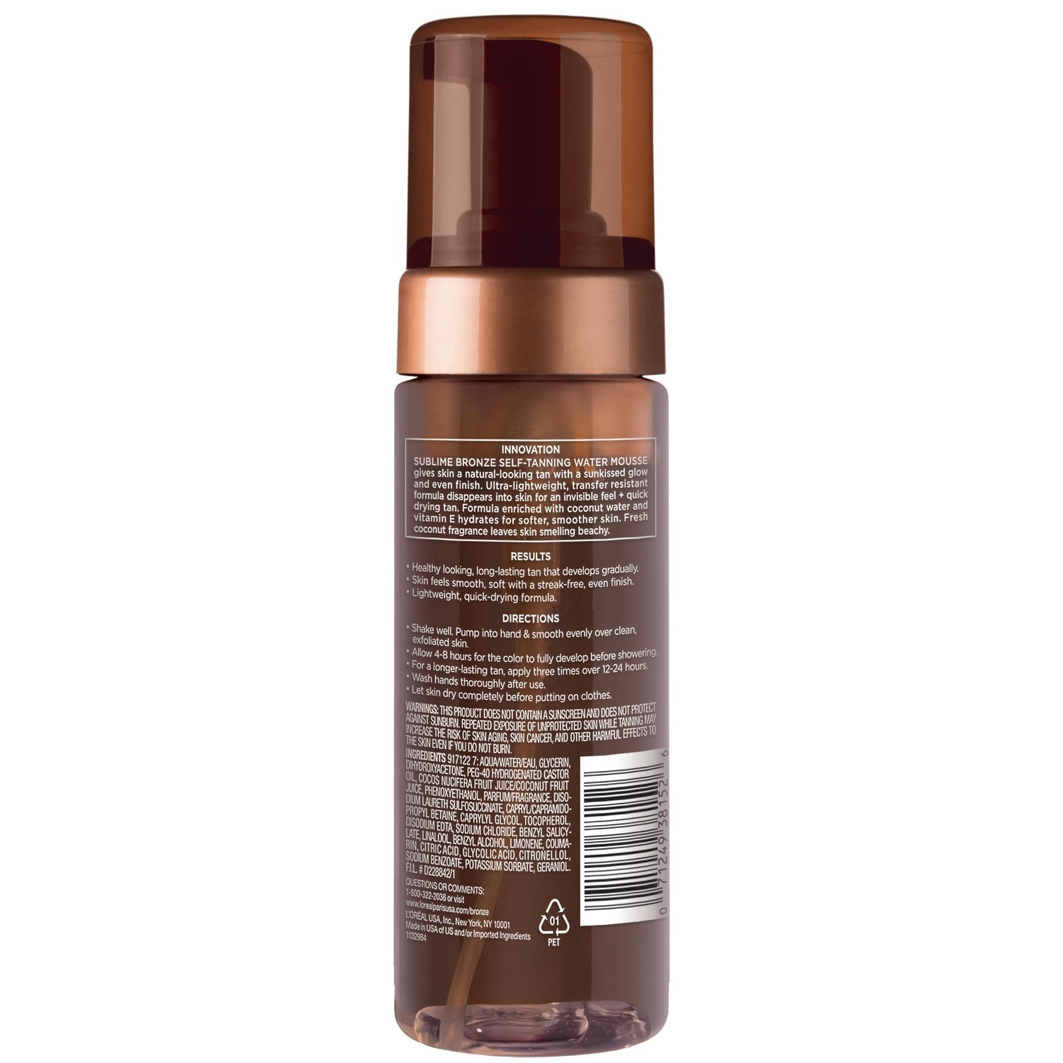 Buy now L'Oreal Paris Sublime Bronze Self Tanning Water Mousse, Streak-Free Natural Looking Tan, 5 fl. Oz at indiglob india