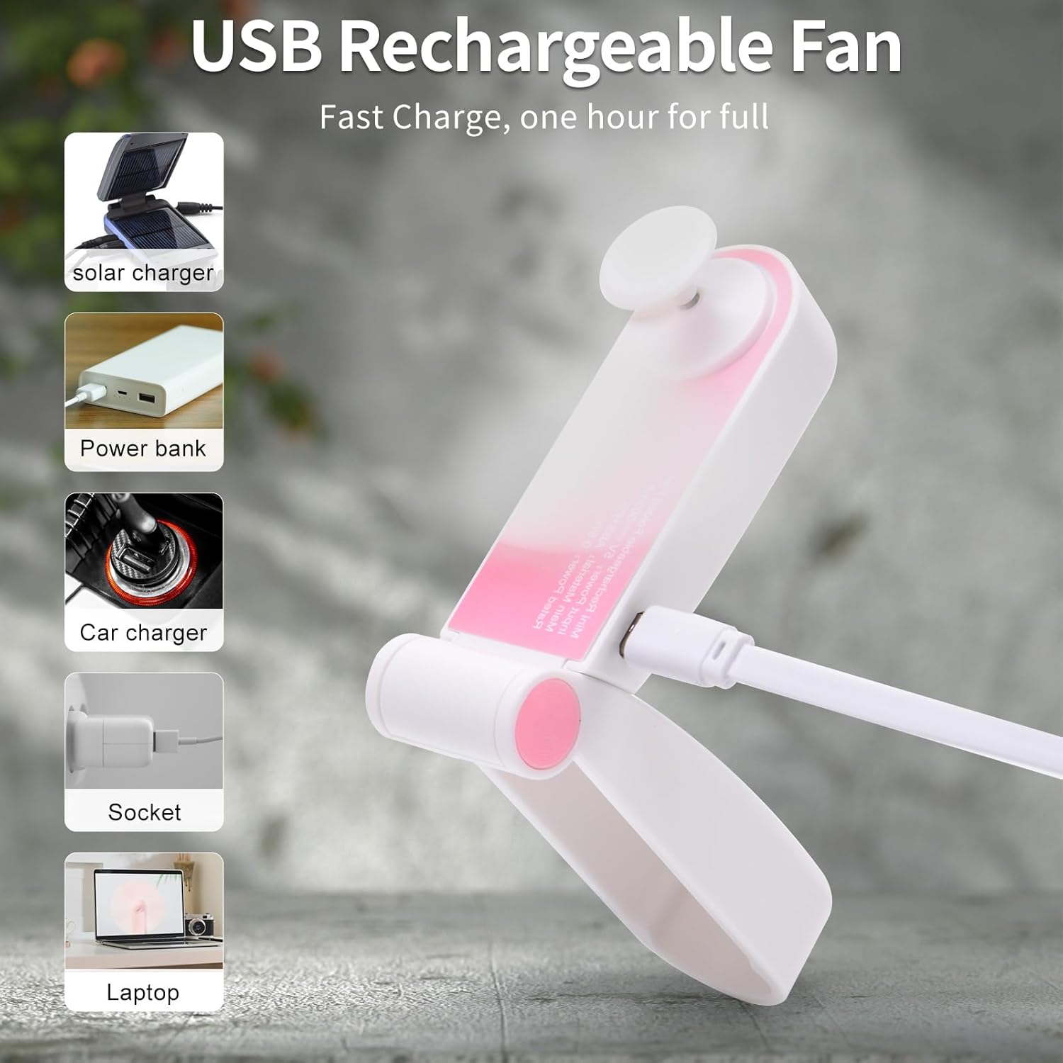 Buy now Personal Handheld Fan, Mini Portable Pocket Fan, Small Lightweight USB Rechargeable for Home Sports Outdoor Travel, 2 Speed Powerful Wind (Pink) at indiglob india
