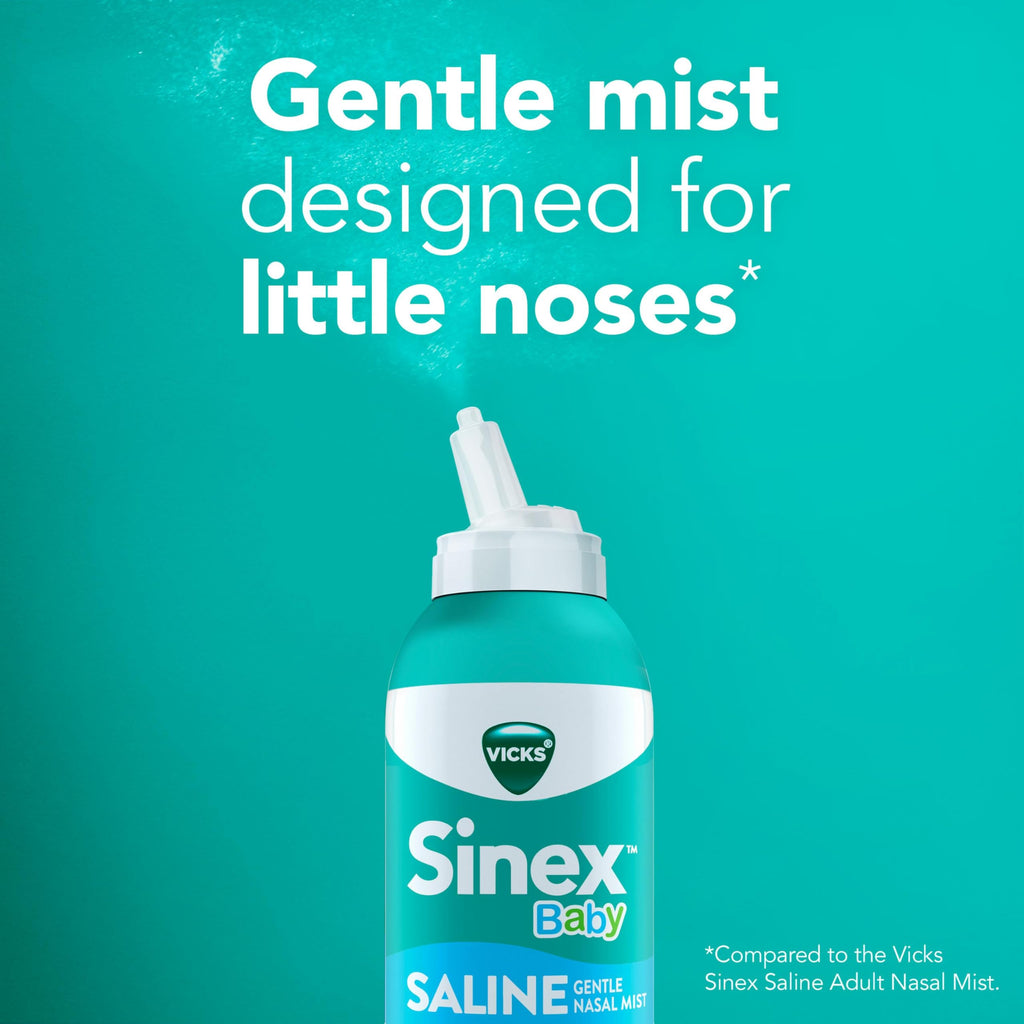 Buy now VICKS Sinex Baby Saline Nasal Spray, Drug Free Gentle Nasal Mist, Instantly Clears Everyday Stuffy Little Noses, Soothes & Hydrates, Safe For Daily Use, Gentle For All Ages, 5 OZ x 2 at indiglob india
