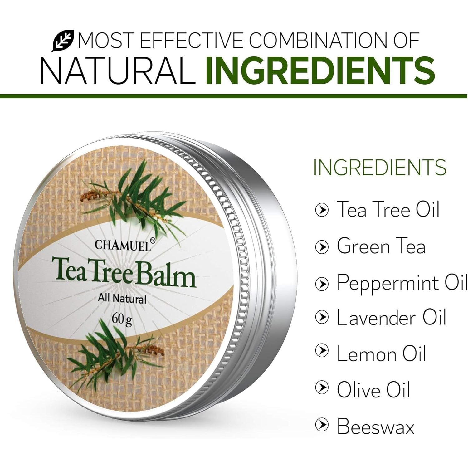 Buy now Chamuel Tea Tree Oil Balm - All Natural | Great Cream for Soothing Eczema, Psoriasis, Rashes, Jock Itch, Insect Bites, Folliculitis, Acne, Itches, Cracked Heels, Cuticles, Saddle Sores & more! at indiglob india