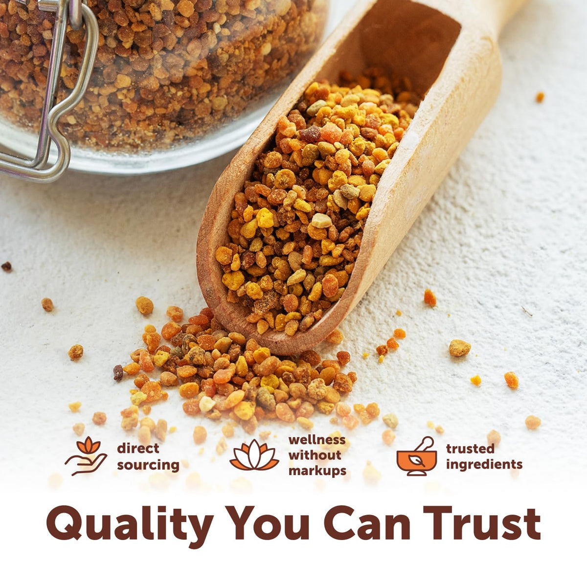 Micro Ingredients Bee Pollen Granules, 2 lb Bulk Supply, Raw Superfood