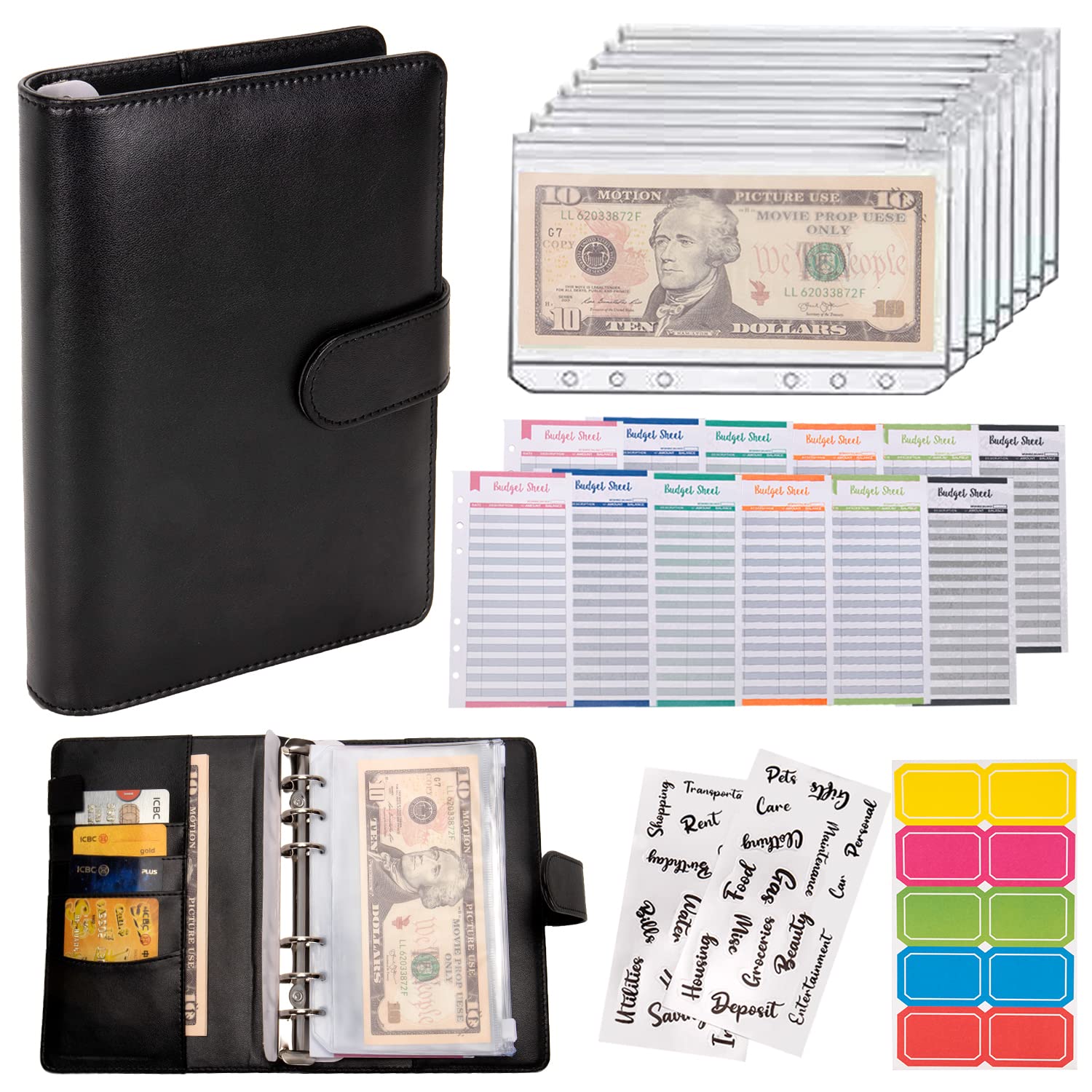 Buy now NICOOTHBudget Binder Cash Envelopes A6 Money Saving Binder with Zipper envelopes (Purple) Black at indiglob india