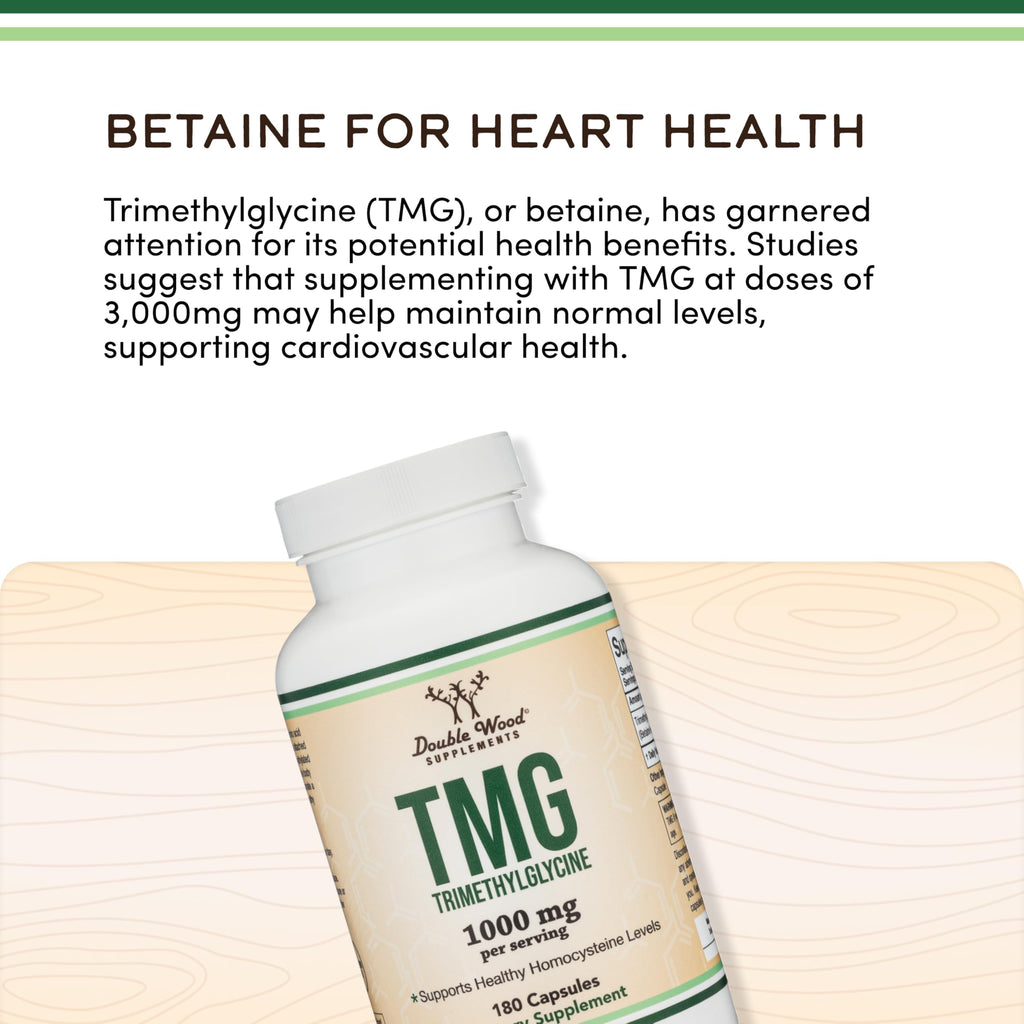 TMG Betaine Anhydrous 1,000mg, 99%+ Purity, Methylation, 180 Capsules | Methylation + Training Supplement, 99%+ Purity Single-Ingredient, Recovery Support, Clean Powder Cap, 90 Servings