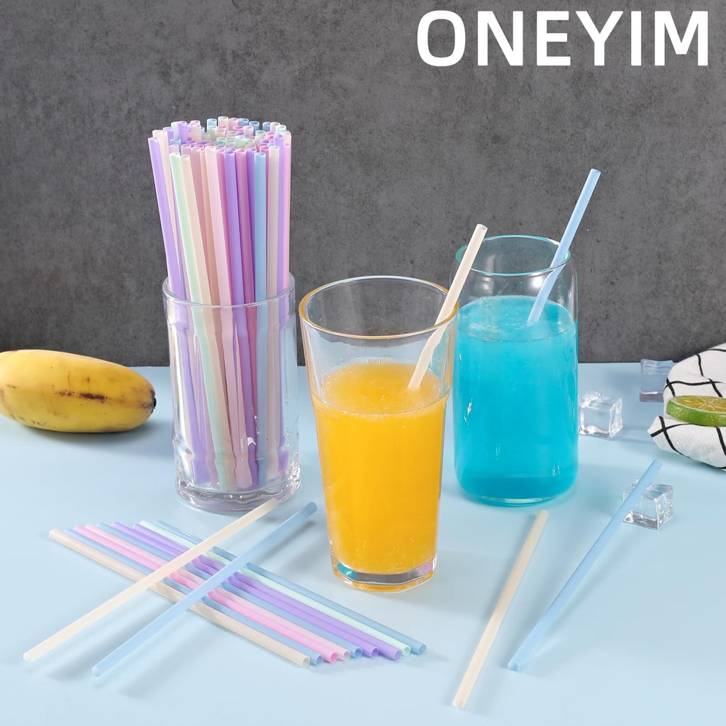 [100 Pcs] Colorful Disposable Plastic Drinking Straws - 8.26" Long & 0.24" Diameter Cute Straws for Juice,Coffee,Milk,Cocktail, Ideal for Bachelorette Party, Birthday Party, Bridal Shower, Baby Shower