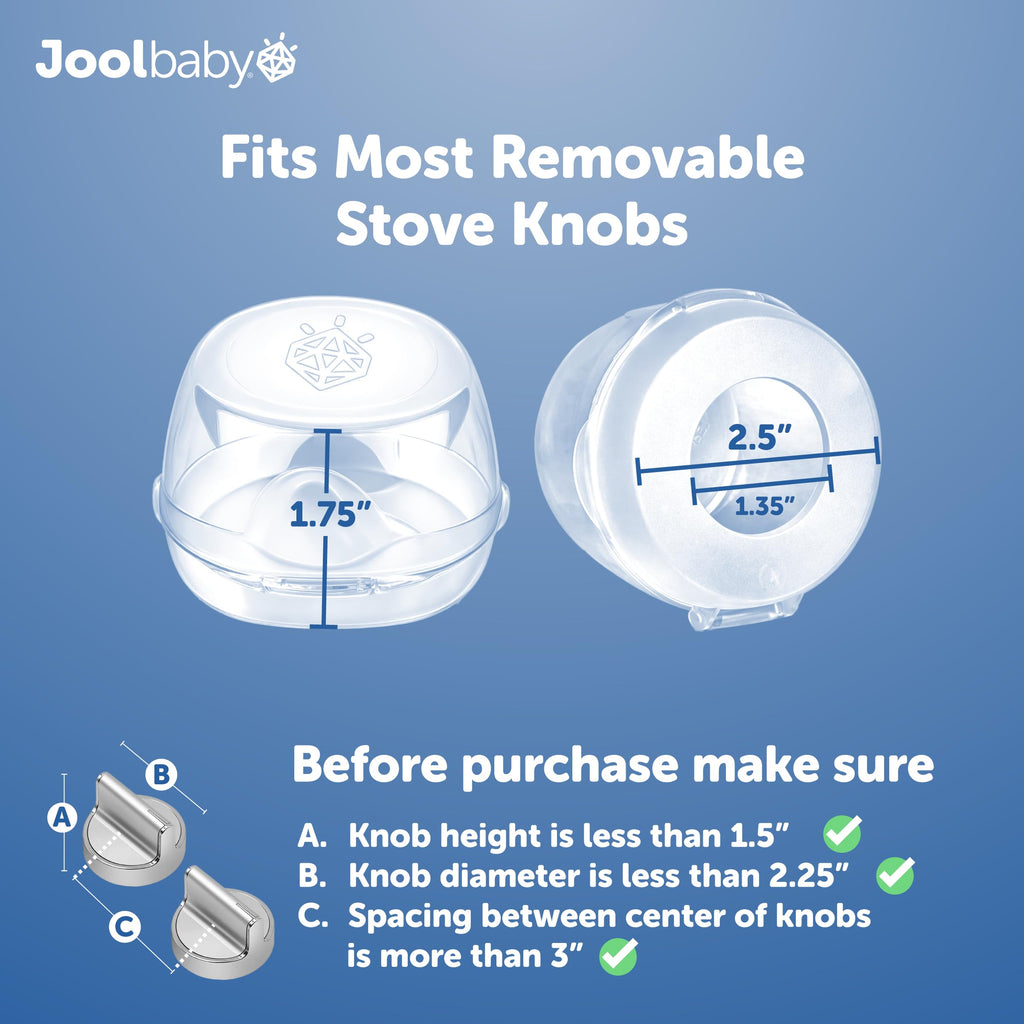Jool Baby Clear Stove Knob Covers (5 Pack) Child Safety Guards, Durable Design - Baby Proof
