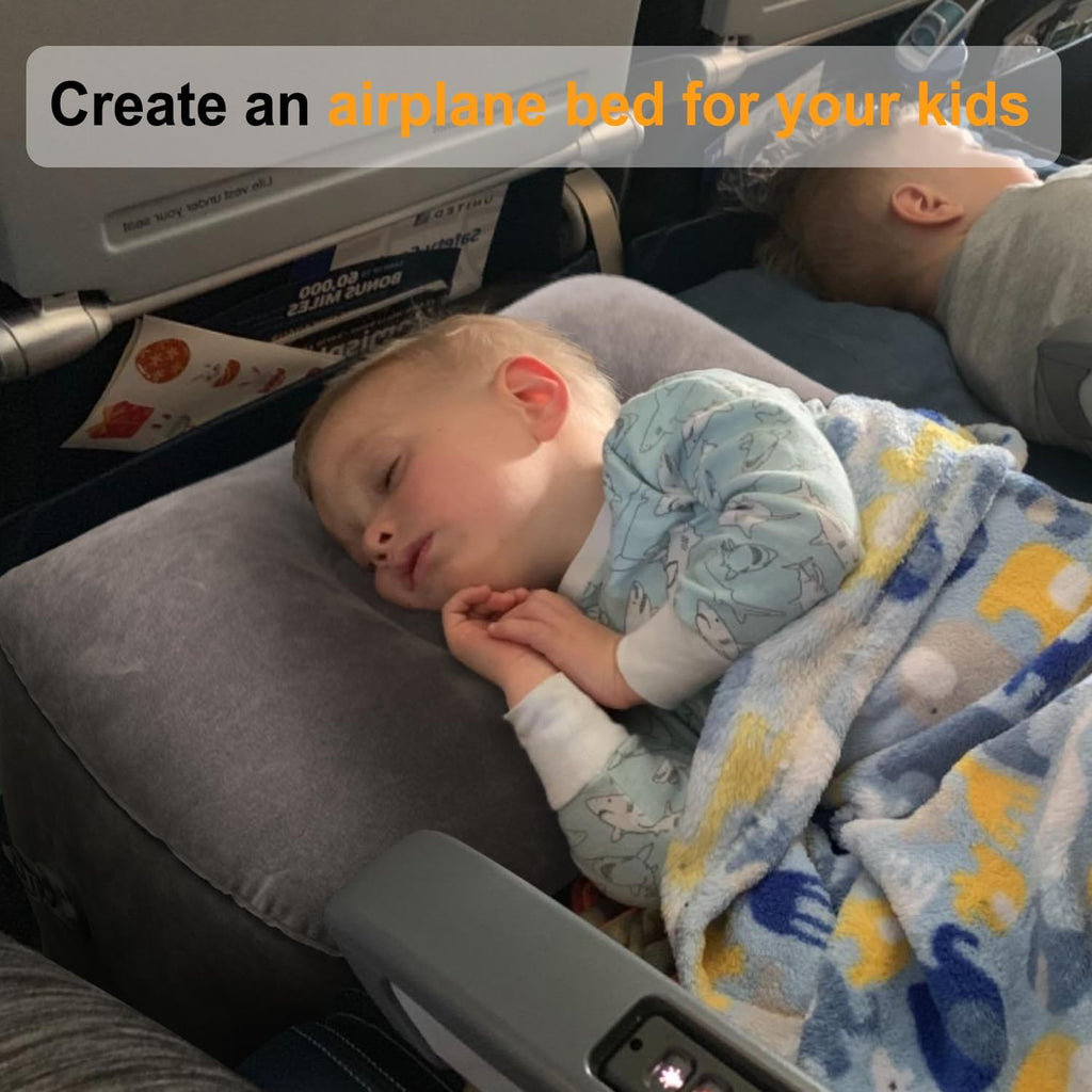 Buy now Inflatable Travel Foot Rest Pillow, Kids Airplane Bed, Adjustable Height Leg Pillow for Air Travel, Make a Flat Bed for Kids and Toddlers, Great for Airplane, Train, car（Grey, 1 Pack） at indiglob india