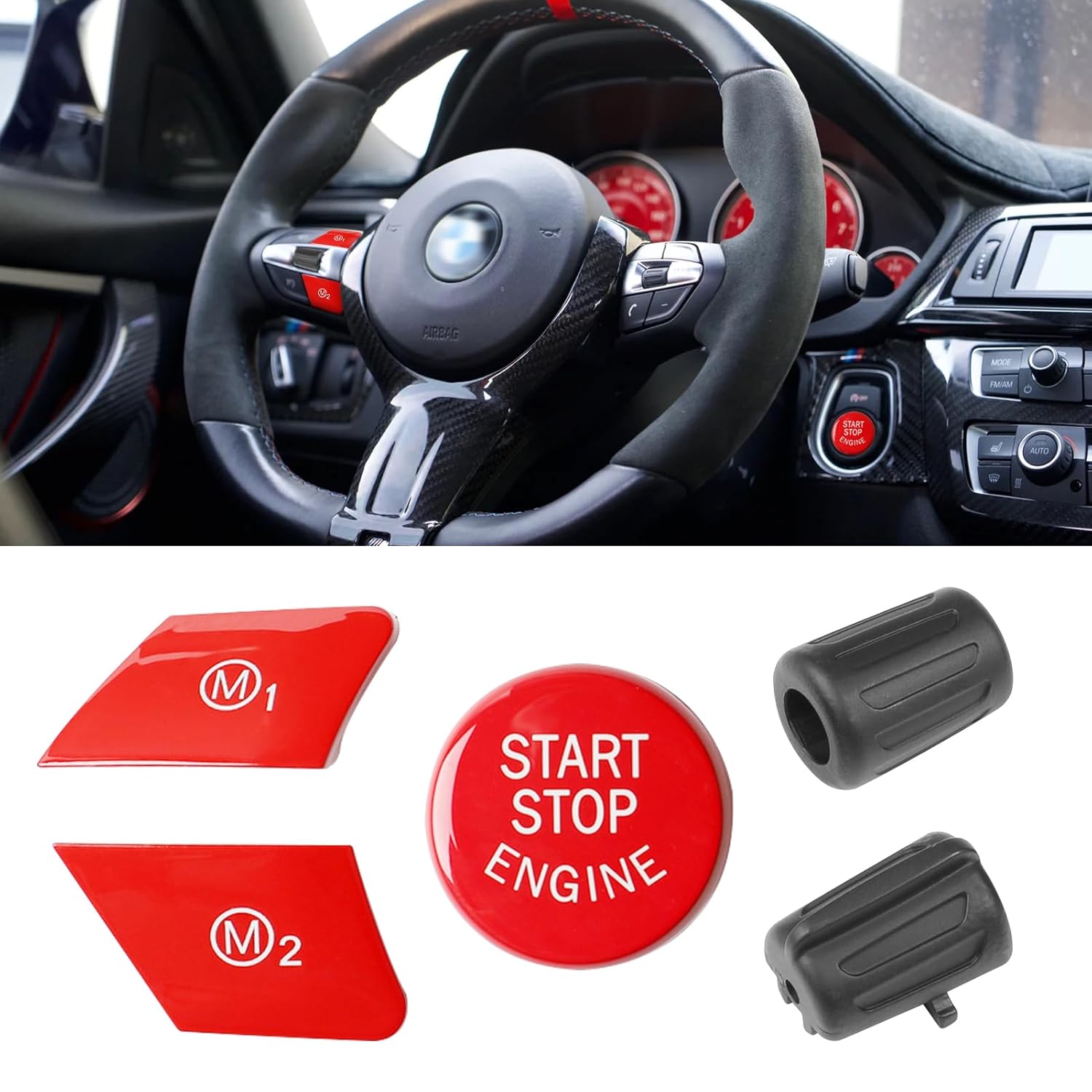 Buy now Jaronx Sports Red Start Stop Engine Switch Button Compatible with BMW,Power Ignition Start Stop Button Replacement(Compatible with BMW 1 2 3 4 5 6 7 X1 X3 X4 X5 X6/F30 F10 F01 F15 G01 G30 G31 G11 G12) M1 M2 and Start Button at indiglob india