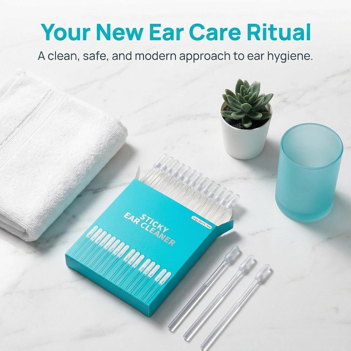 Sticky Ear Cleaning Sticks, 72Pcs Reusable Soft Rubber Adhesive Ear Pick, Gentle Ear Wax Removal Tools, Home Personal Ear Care Kit