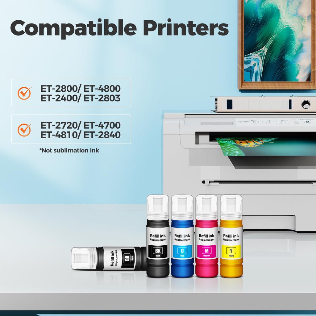 Compatible for EPT522 Ink Refill Bottles ET-2800 ET-2400 ET-4800 ET-2803