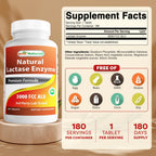 Buy now Best Naturals Fast Acting Lactase Enzyme Tablet, 3000 Fcc Alu, 180 Count (859375002900) at indiglob india