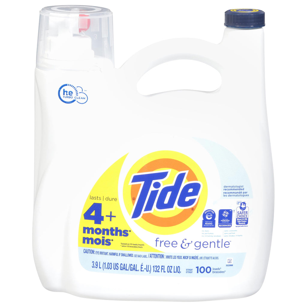 Buy now Tide Free And Gentle Laundry Detergent, 100 Loads, 132 FL OZ at indiglob india