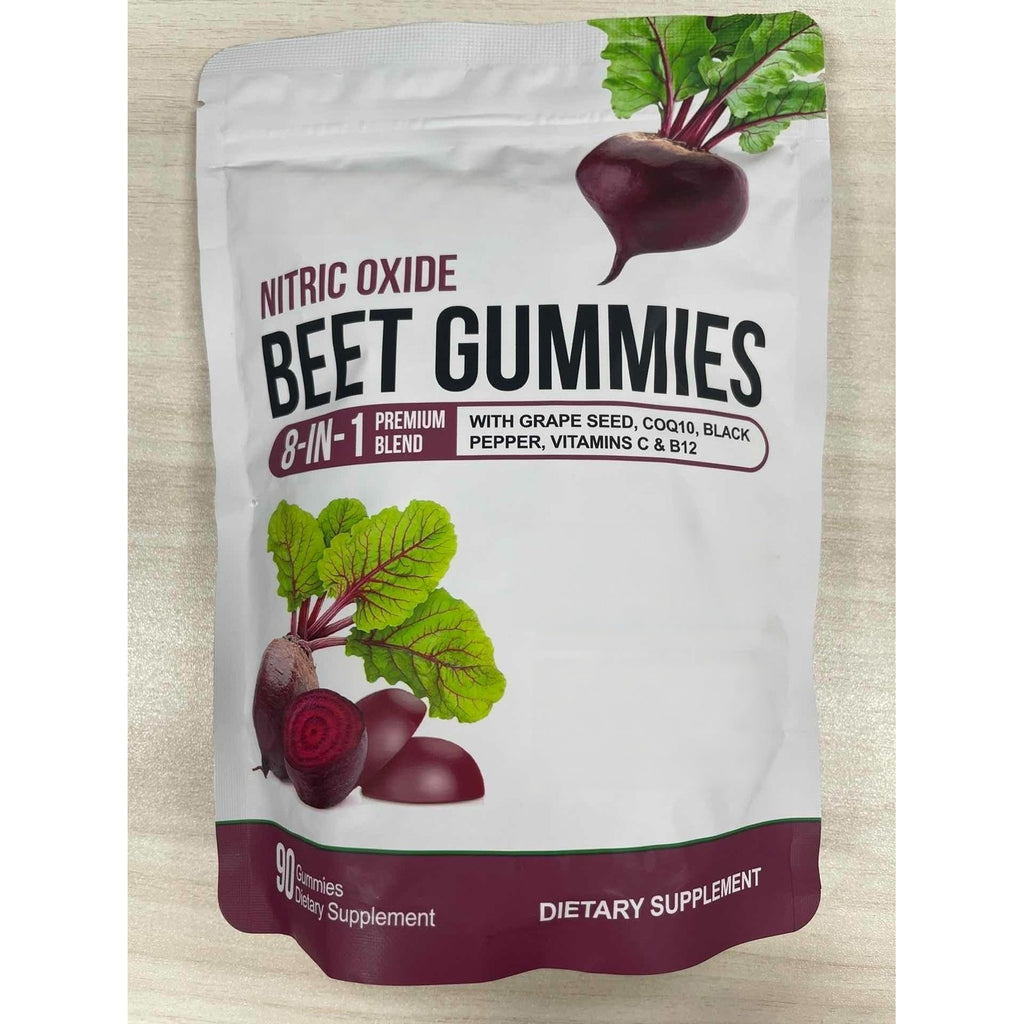 Super Beetroot Gummies, 8 in 1 Beet Root 4,000mg with Grape Seed Extract & CoQ10, Sugar Free - 90 Count (1)