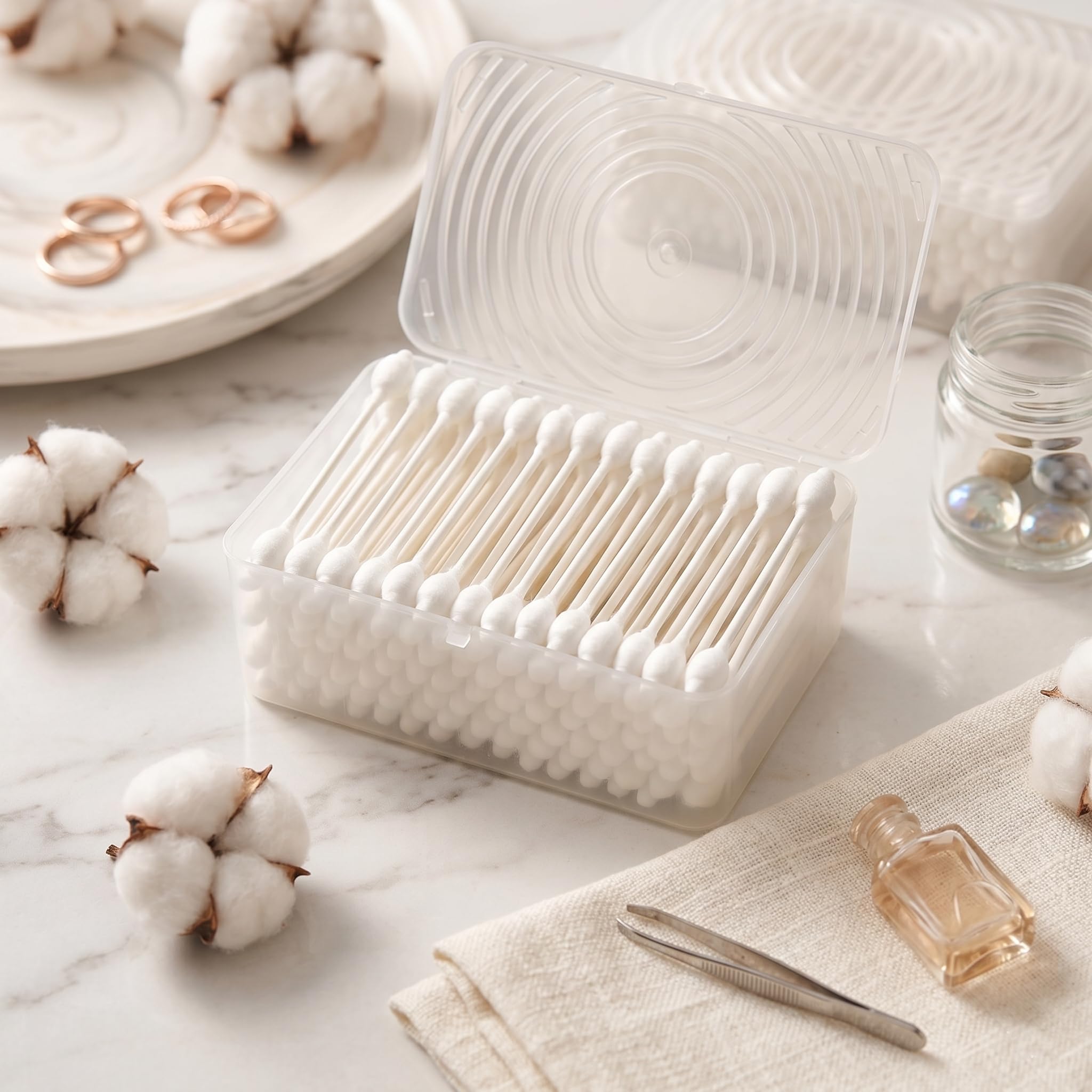 400pcs CGR Baby Safety Cotton Swabs with Large Tips for Newborn Babies Kids | Safety Large Tips, 100% Pure Cotton, Eco-Friendly Paper Sticks, for Infant Ears, Nose & Navel, 5x80pcs total 400pcs