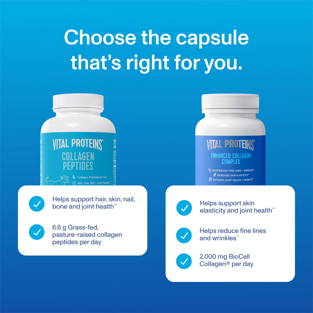 Vital Proteins Enhanced Collagen Complex 60 Capsules | BioCell Collagen®, Supports Skin Elasticity, Joint Health & Skin Appearance, 30 Servings