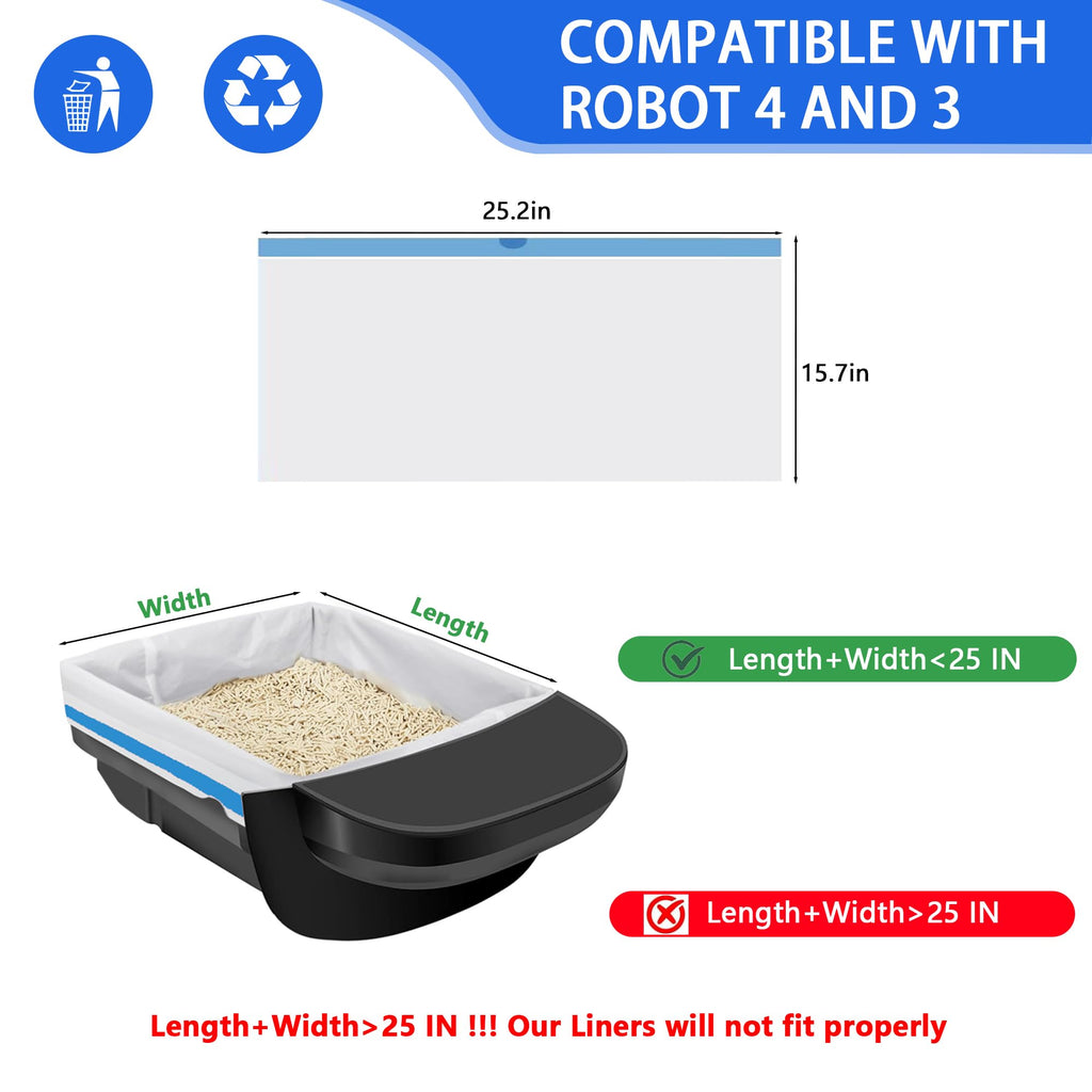 80 Count Automatic Litter Box Bags, Cat Litter Box Robot 4/5 Waste Bags