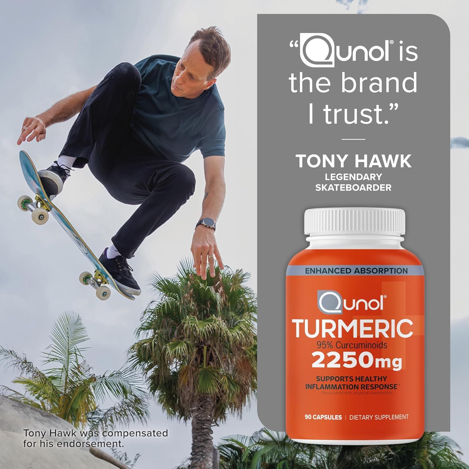 Qunol Turmeric 2250mg + Black Pepper for Enhanced Absorption, 90 Capsules | Extra Strength Curcumin Supplement with 95% Curcuminoids, Supports Joint Health and a Healthy Inflammation Response