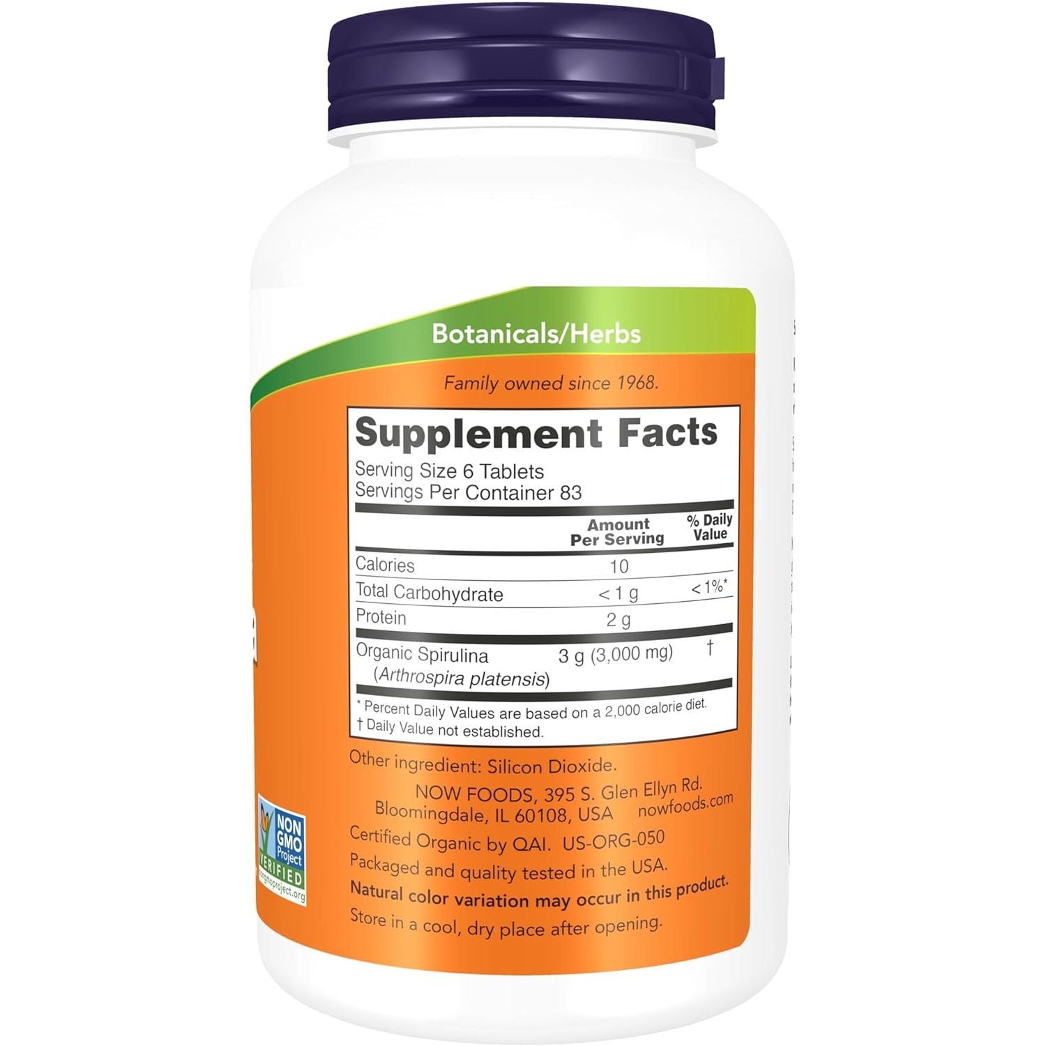 Buy now NOW Foods Supplements, Organic Spirulina 500 mg with Vitamins, Minerals and GLA (Gamma-Linolenic Acid), 500 Tablets at indiglob india