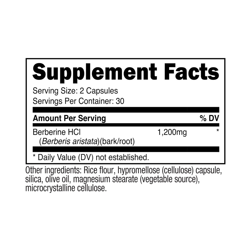 Nutricost Berberine HCl (1,200mg) 60 Capsules, 30 Servings | Gluten Free & GMO-Free