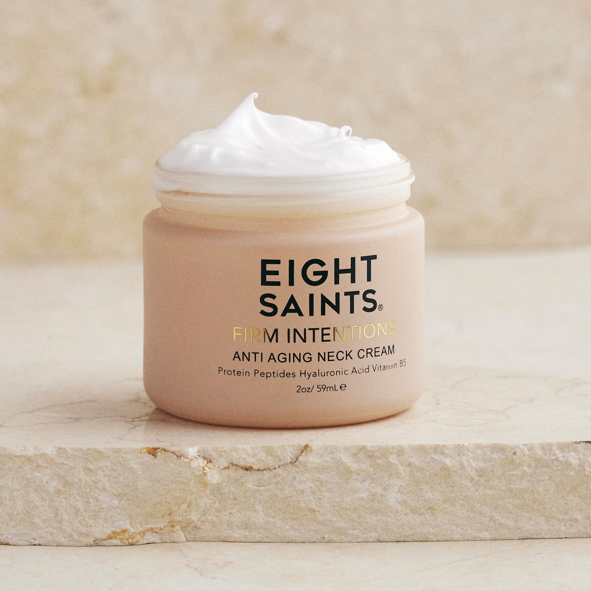 Eight Saints Firm Intentions Anti Aging Neck Cream For Firming Skin and Reducing Wrinkles, with Protein Peptides, Hyaluronic Acid, and Niacinamide, 2 Ounces