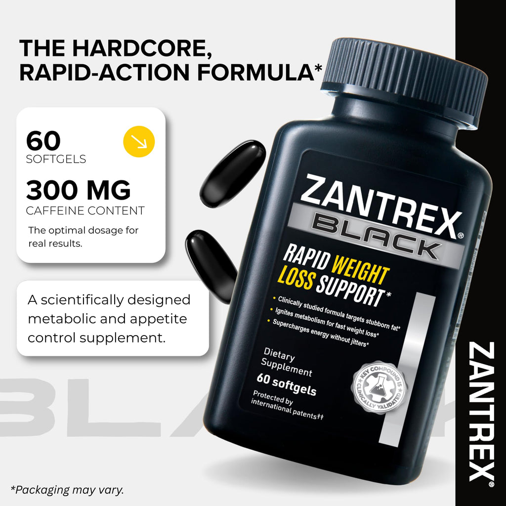 Zantrex Black – Naturally Boost GLP-1 & Metabolism Support | Thermogenic Energy, Weight Management Formula | 60 Pills