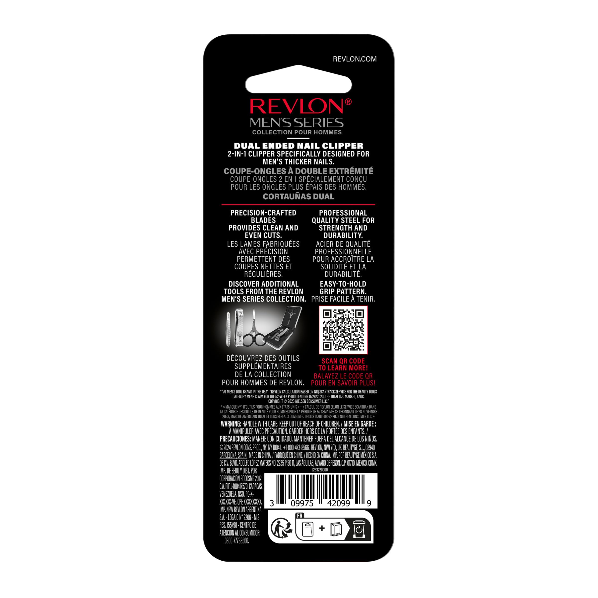 Buy now Revlon Dual-Ended Nail Clipper for Men, Straight and Curved Edges, for Fingernail and Toenail Trimming, Stainless Steel, 1 Count at indiglob india