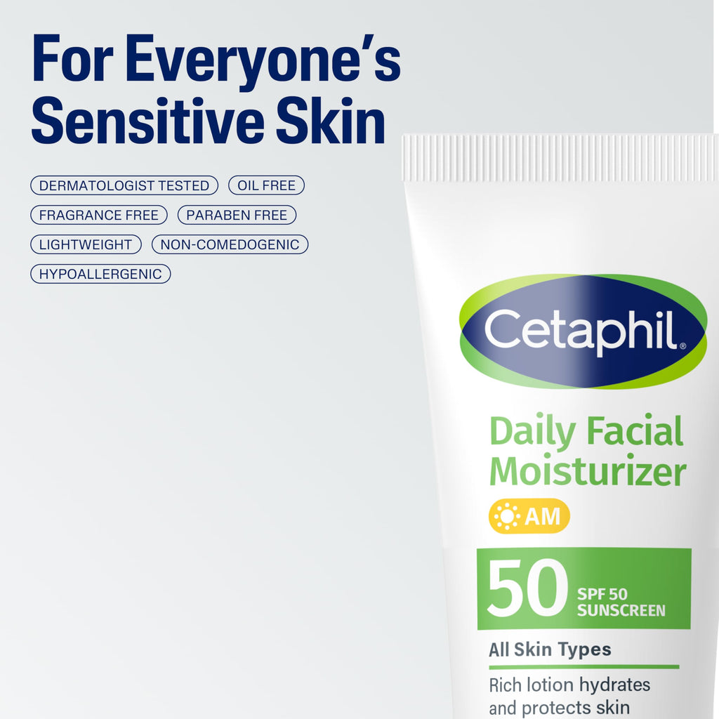 Buy now Cetaphil Daily Facial Moisturizer SPF 50, 1.7 Fl Oz (Pack of 2), Gentle Facial Moisturizer For Dry to Normal Skin Types, No Added Fragrance, Dermatologist Recommended (Packaging May Vary) at indiglob india