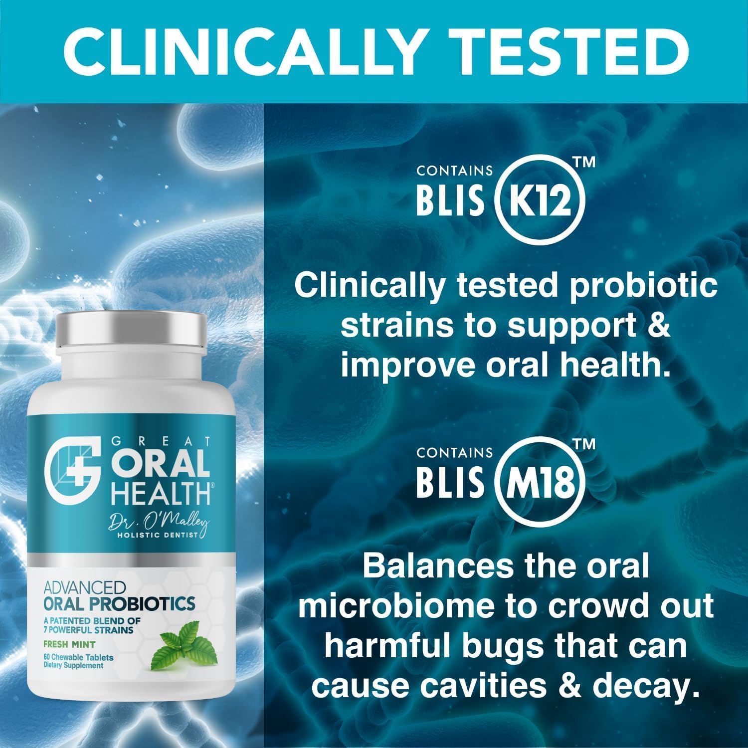 Buy now Oral Probiotics for Mouth Bad Breath Treatment for Adults; Dentist Formulated Dental Probiotics for Teeth and Gums Health & Chronic Halitosis with BLIS K12 M18, 60 Chewable Oral Health Tablets Mint at indiglob india