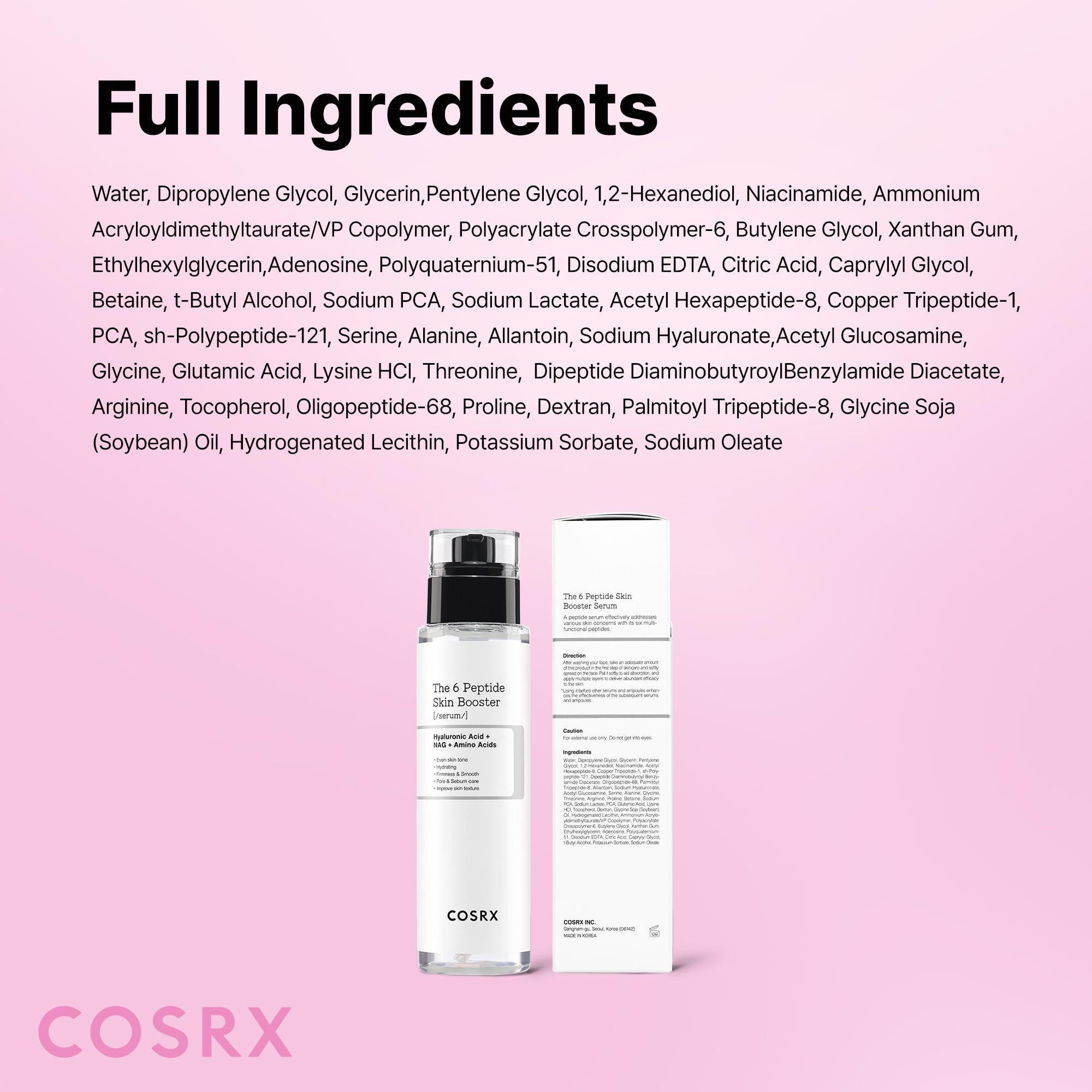 COSRX 6X Peptide Collagen Skin Booster Toner Serum for Dull Skin, 5.07 oz | Preps Skin with Copper Peptides, GHK-Cu for Uneven Skin Texture, Skin Renewal Boosting Facial Essence, Korean Skin Care