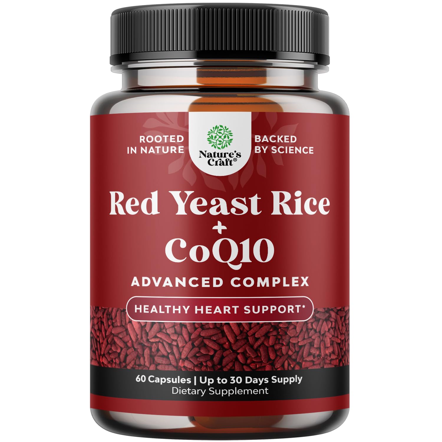 Red Yeast Rice with CoQ10 Supplement - Healthy Heart Support - 120 Ct | Red Yeast Rice 1200 mg - Advanced Complex for Cellular Energy & Antioxidant Support - GMP - Third Party Tested - 60 Servings