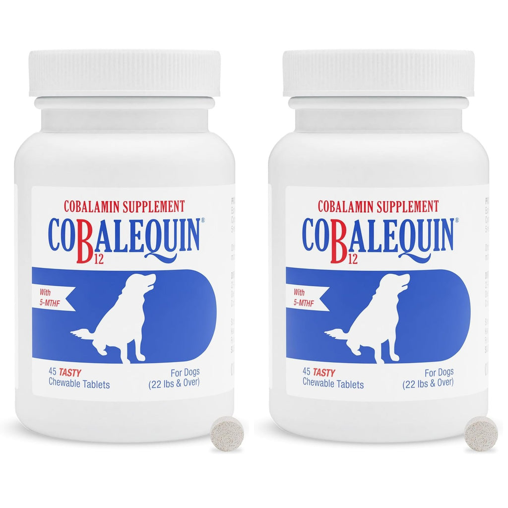 Nutramax Cobalequin Vitamin B12 for Dogs Over 21lbs, Chewable Tablets, 45ct | Vitamin B12 Supplement for Dogs, Oral Cobalamin with Folate, May Eliminate the Need for B12 Injections, for Dogs Over 21lbs