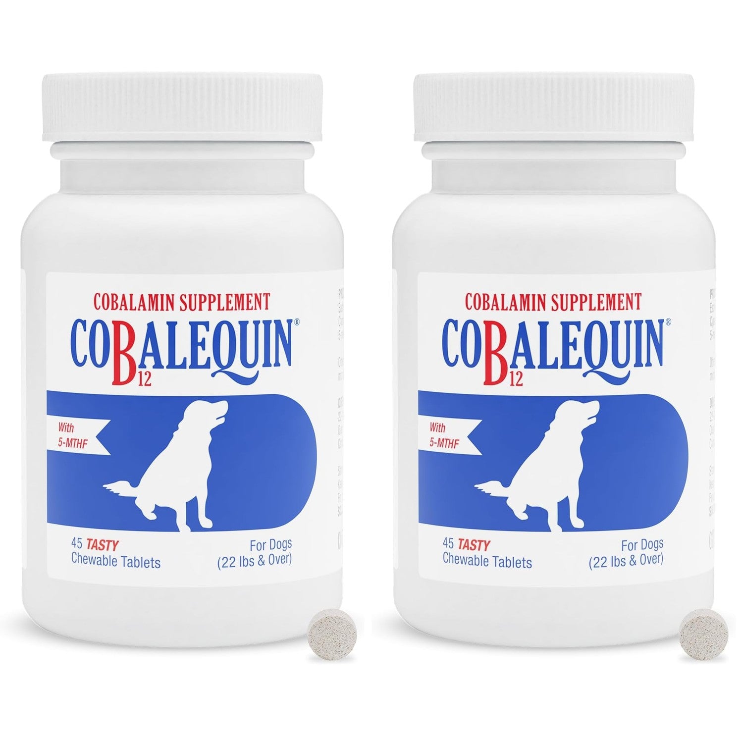 Nutramax Cobalequin Vitamin B12 for Dogs Over 21lbs, Chewable Tablets, 45ct | Vitamin B12 Supplement for Dogs, Oral Cobalamin with Folate, May Eliminate the Need for B12 Injections, for Dogs Over 21lbs